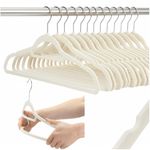 Casa si Gradina - Mobilier - Organizare si depozitare - Umerase si valeti - Set de 20 de umerase pentru haine, din velur, cu carlig rotativ, 45x23 cm, ecru - Infinity.ro