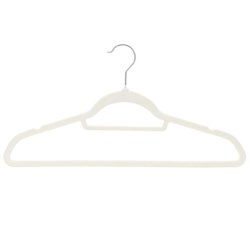 Casa si Gradina - Mobilier - Organizare si depozitare - Umerase si valeti - Set de 20 de umerase pentru haine, din velur, cu carlig rotativ, 45x23 cm, ecru - Infinity.ro