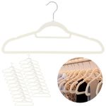 Casa si Gradina - Mobilier - Organizare si depozitare - Umerase si valeti - Set de 20 de umerase pentru haine, din velur, cu carlig rotativ, 45x23 cm, ecru - Infinity.ro