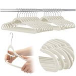 Casa si Gradina - Mobilier - Organizare si depozitare - Umerase si valeti - Set de 20 de umerase pentru haine, din velur, cu carlig rotativ, 45x23 cm, ecru - Infinity.ro