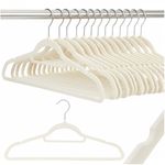 Casa si Gradina - Mobilier - Organizare si depozitare - Umerase si valeti - Set de 20 de umerase pentru haine, din velur, cu carlig rotativ, 45x23 cm, ecru - Infinity.ro