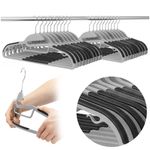 Casa si Gradina - Mobilier - Organizare si depozitare - Umerase si valeti - Set de 20 de umerase antiderapante pentru haine, din PE, cu carlig metalic rotativ, 41 cm, gri si negru - Infinity.ro