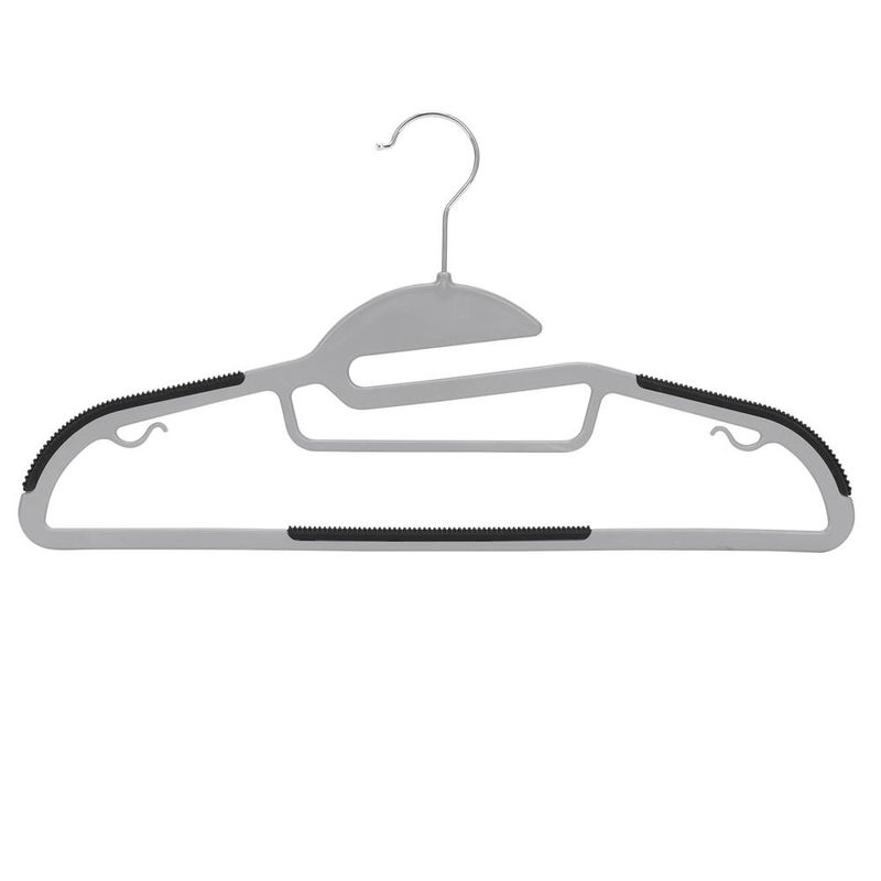 Casa si Gradina - Mobilier - Organizare si depozitare - Umerase si valeti - Set de 20 de umerase antiderapante pentru haine, din PE, cu carlig metalic rotativ, 41 cm, gri si negru - Infinity.ro