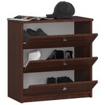 Casa si Gradina - Mobilier - Dulapuri si sifoniere - Dulapuri pantofi - Dulap pantofi MINI cu 3 usi rabatabile, PAL laminat 16 mm, 60x31x62 cm, maro wenge - Infinity.ro