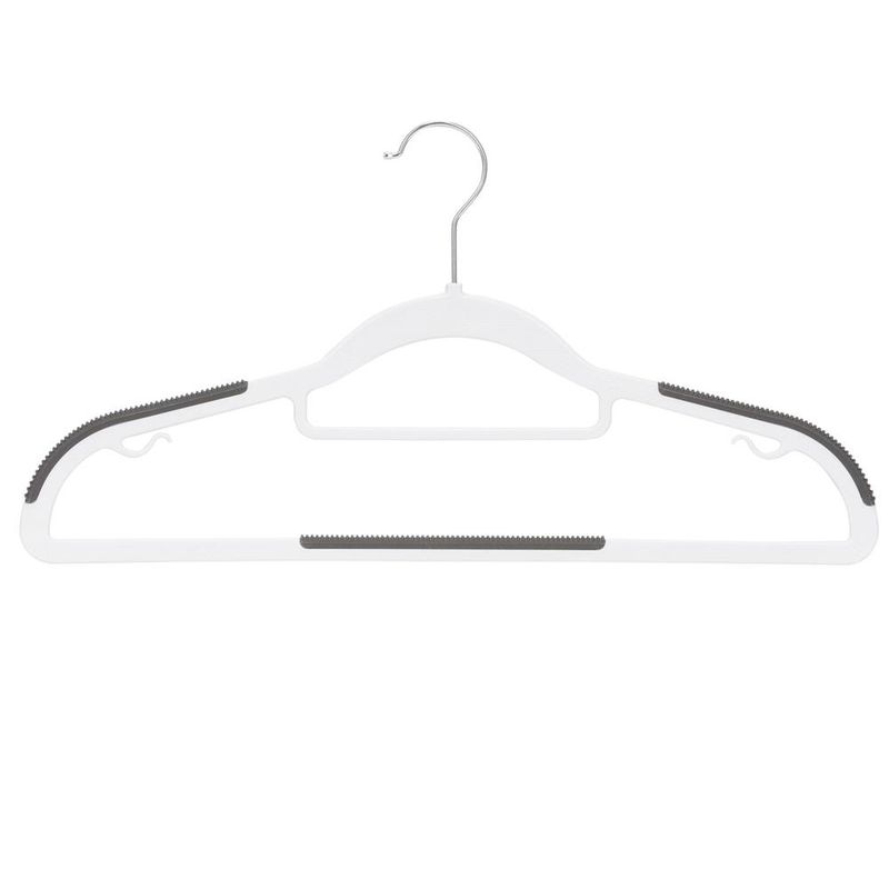 Casa si Gradina - Mobilier - Organizare si depozitare - Umerase si valeti - Set de 20 de umerase antiderapante pentru haine, din PE, cu carlig metalic rotativ, 41 cm, alb si gri - Infinity.ro