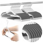 Casa si Gradina - Mobilier - Organizare si depozitare - Umerase si valeti - Set de 20 de umerase antiderapante pentru haine, din PE, cu carlig metalic rotativ, 41 cm, alb si gri - Infinity.ro