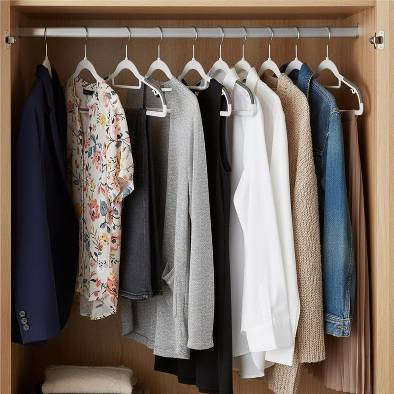 Casa si Gradina - Mobilier - Organizare si depozitare - Umerase si valeti - Set de 20 de umerase antiderapante pentru haine, din PE, cu carlig metalic rotativ, 41 cm, alb si gri - Infinity.ro