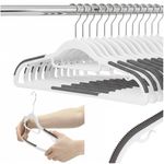 Casa si Gradina - Mobilier - Organizare si depozitare - Umerase si valeti - Set de 20 de umerase antiderapante pentru haine, din PE, cu carlig metalic rotativ, 41 cm, alb si gri - Infinity.ro