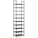 Casa si Gradina - Mobilier - Dulapuri si sifoniere - Dulapuri pantofi - Raft pantofi inalt cu 10 polite, structura metalica si rafturi textile, 45x28x178 cm, negru - Infinity.ro
