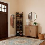 Casa si Gradina - Mobilier - Dulapuri si sifoniere - Dulapuri pantofi - Raft pantofi inalt cu 10 polite, structura metalica si rafturi textile, 45x28x178 cm, negru - Infinity.ro