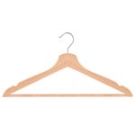 Casa si Gradina - Mobilier - Organizare si depozitare - Umerase si valeti - Set de 10 umerase din lemn cu carlig cromat rotativ, forma ergonomica, 43x21 cm, maro natur - Infinity.ro