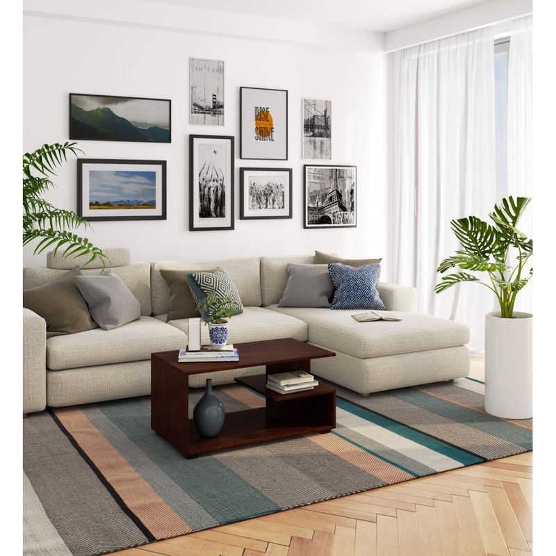 Casa si Gradina - Mobilier - Mese si birouri - Masute de cafea - Masuta de cafea Vini pe roti, cu raft inferior si blat din PAL laminat, 90x51x40 cm, maro wenge - Infinity.ro