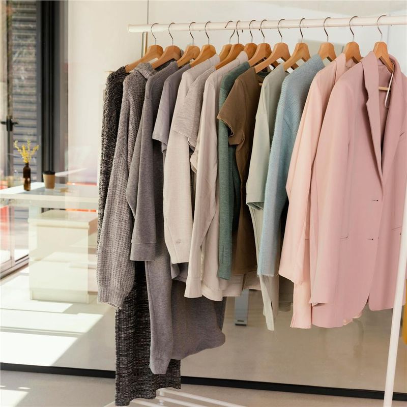 Casa si Gradina - Mobilier - Organizare si depozitare - Umerase si valeti - Set de 10 umerase din lemn cu carlig cromat rotativ, forma ergonomica, 43x21 cm, maro natur - Infinity.ro