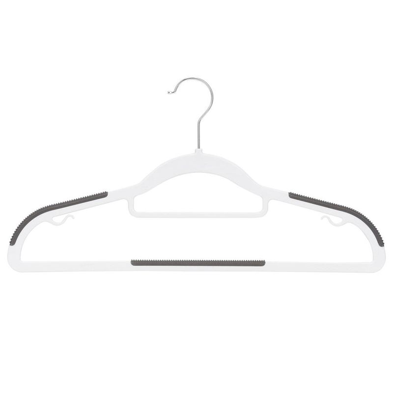 Casa si Gradina - Mobilier - Organizare si depozitare - Umerase si valeti - Set de 30 de umerase antiderapante pentru haine, din PE, cu carlig metalic rotativ, 41 cm, alb si gri - Infinity.ro