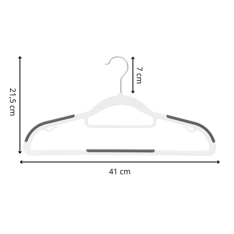 Casa si Gradina - Mobilier - Organizare si depozitare - Umerase si valeti - Set de 30 de umerase antiderapante pentru haine, din PE, cu carlig metalic rotativ, 41 cm, alb si gri - Infinity.ro