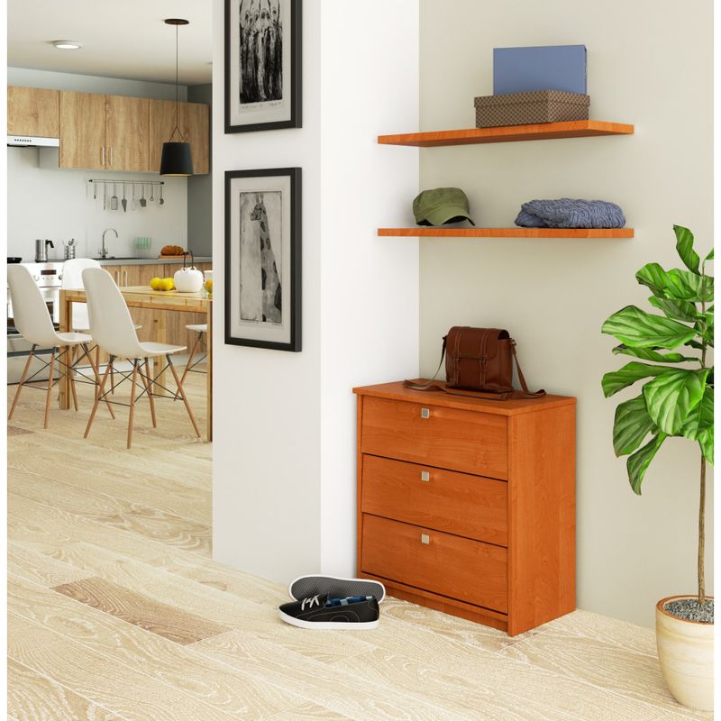 Casa si Gradina - Mobilier - Dulapuri si sifoniere - Dulapuri pantofi - Dulap pantofi MINI cu 3 usi rabatabile, PAL laminat 16 mm, 60x31x62 cm, maro arin - Infinity.ro