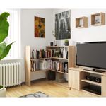 Casa si Gradina - Mobilier - Biblioteci si rafturi - Etajere - Etajera de colt pentru carti si decoratiuni, cu 3 rafturi, PAL laminat 16 mm, 174x30x109 cm, stejar sonoma - Infinity.ro