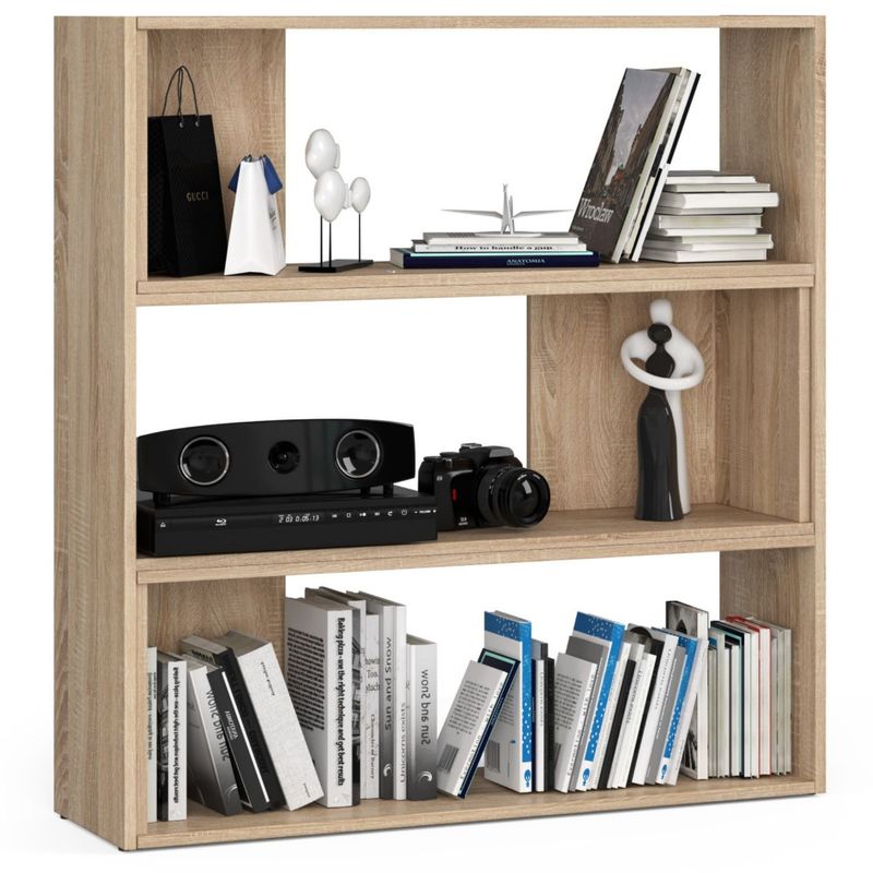 Casa si Gradina - Mobilier - Biblioteci si rafturi - Etajere - Etajera de colt pentru carti si decoratiuni, cu 3 rafturi, PAL laminat 16 mm, 174x30x109 cm, stejar sonoma - Infinity.ro