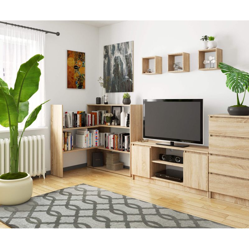 Casa si Gradina - Mobilier - Biblioteci si rafturi - Etajere - Etajera de colt pentru carti si decoratiuni, cu 3 rafturi, PAL laminat 16 mm, 174x30x109 cm, stejar sonoma - Infinity.ro