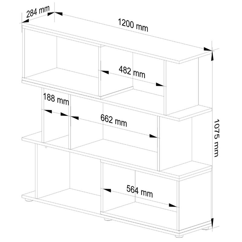 Casa si Gradina - Mobilier - Biblioteci si rafturi - Etajere - Etajera modulara cu 6 rafturi pentru depozitare, PAL laminat 16 mm, 120x28x108 cm, alb - Infinity.ro