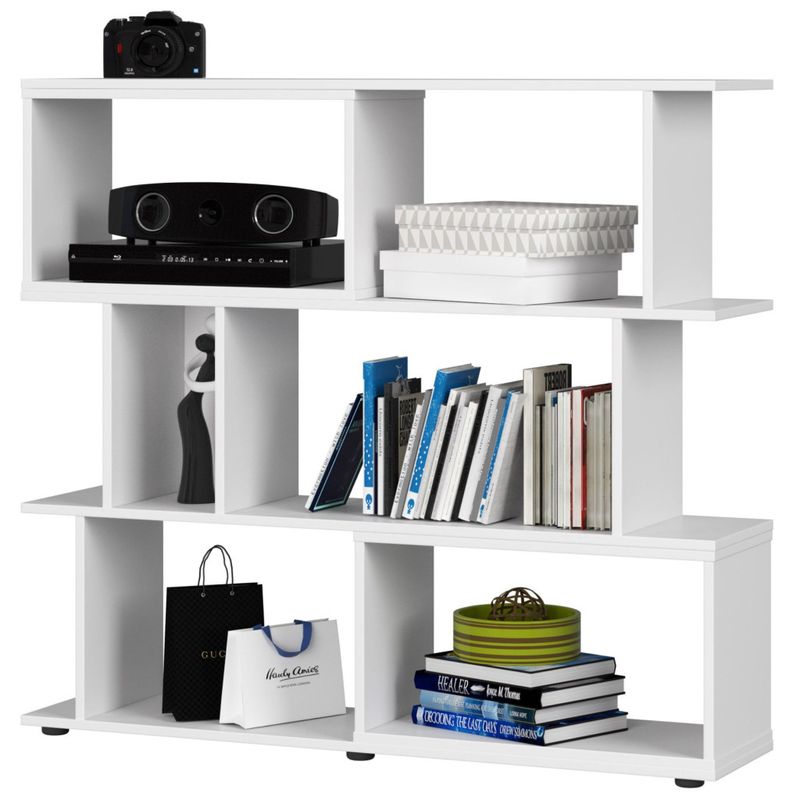 Casa si Gradina - Mobilier - Biblioteci si rafturi - Etajere - Etajera modulara cu 6 rafturi pentru depozitare, PAL laminat 16 mm, 120x28x108 cm, alb - Infinity.ro
