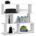 Casa si Gradina - Mobilier - Biblioteci si rafturi - Etajere - Etajera modulara cu 6 rafturi pentru depozitare, PAL laminat 16 mm, 120x28x108 cm, alb - Infinity.ro