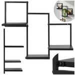 Casa si Gradina - Mobilier - Biblioteci si rafturi - Rafturi - Raft de perete cu 3 polite din MDF si cadru metalic, 58x21x50 cm, negru - Infinity.ro