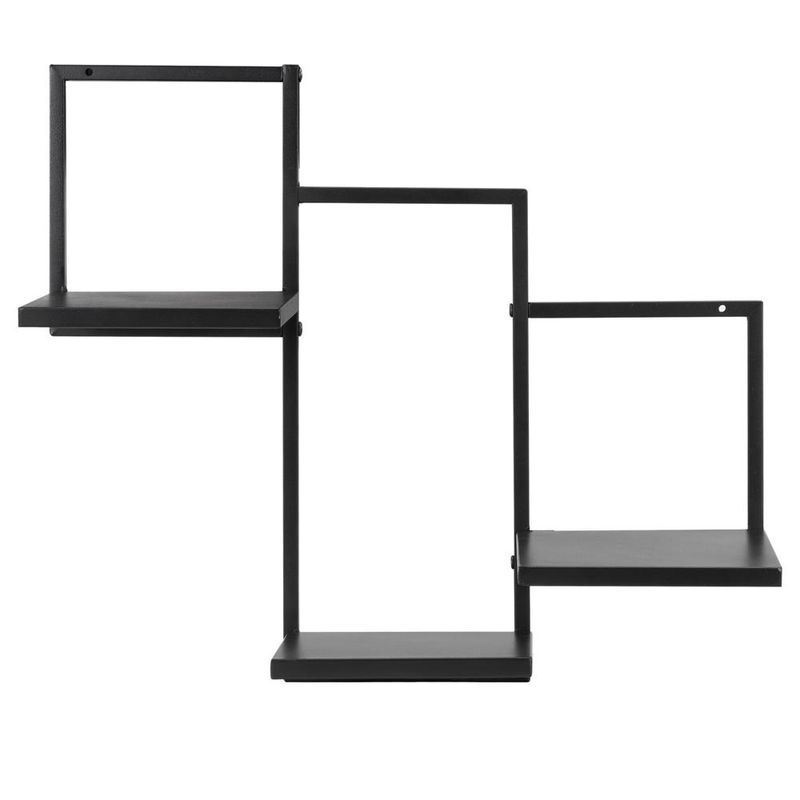 Casa si Gradina - Mobilier - Biblioteci si rafturi - Rafturi - Raft de perete cu 3 polite din MDF si cadru metalic, 58x21x50 cm, negru - Infinity.ro