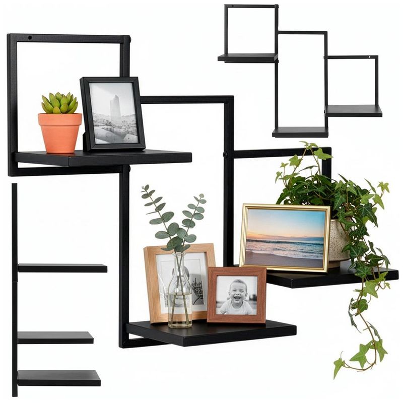 Casa si Gradina - Mobilier - Biblioteci si rafturi - Rafturi - Raft de perete cu 3 polite din MDF si cadru metalic, 58x21x50 cm, negru - Infinity.ro