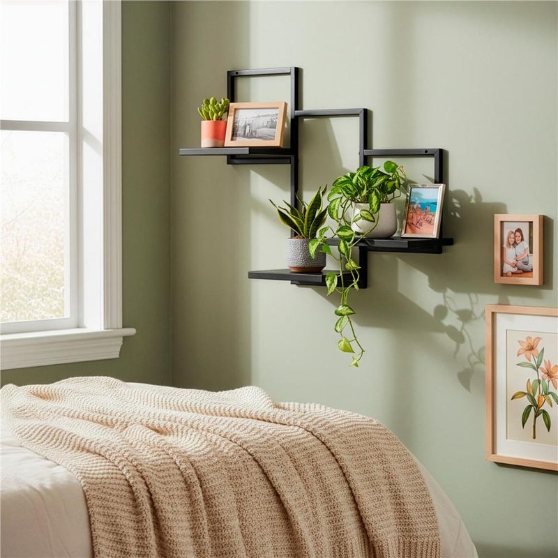 Casa si Gradina - Mobilier - Biblioteci si rafturi - Rafturi - Raft de perete cu 3 polite din MDF si cadru metalic, 58x21x50 cm, negru - Infinity.ro