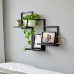 Casa si Gradina - Mobilier - Biblioteci si rafturi - Rafturi - Raft de perete cu 3 polite din MDF si cadru metalic, 58x21x50 cm, negru - Infinity.ro