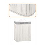 Market - Spalare si intretinere rufe - Uscatoare de rufe si accesorii - Cos pentru rufe din bambus, pliabil, cu 2 compartimente, volum 105 L, 63x52x33 cm, alb si gri - Infinity.ro