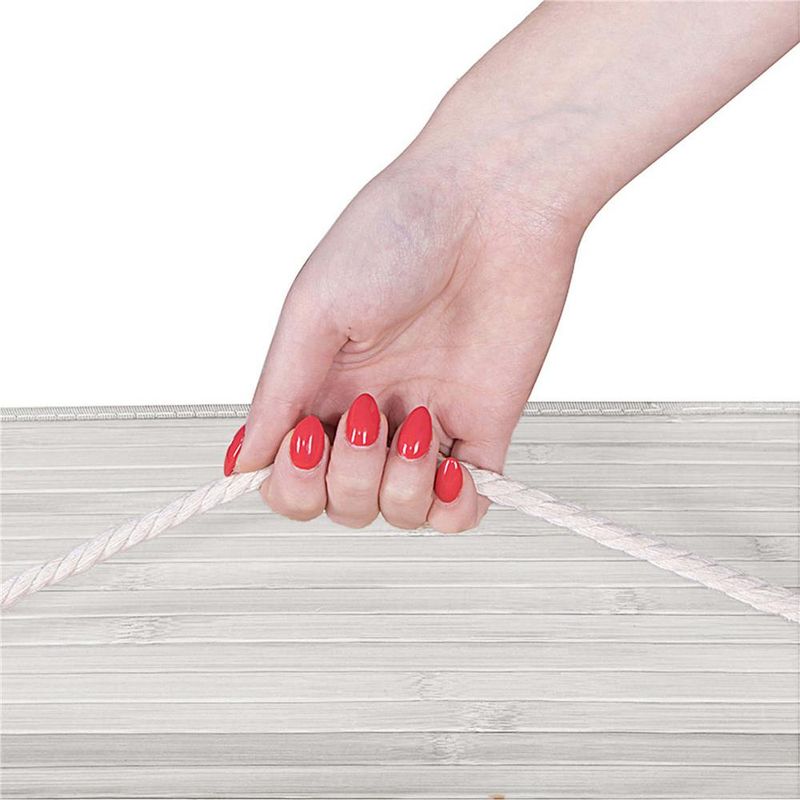 Market - Spalare si intretinere rufe - Uscatoare de rufe si accesorii - Cos pentru rufe din bambus, pliabil, cu 2 compartimente, volum 105 L, 63x52x33 cm, alb si gri - Infinity.ro