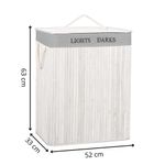 Market - Spalare si intretinere rufe - Uscatoare de rufe si accesorii - Cos pentru rufe din bambus, pliabil, cu 2 compartimente, volum 105 L, 63x52x33 cm, alb si gri - Infinity.ro