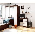 Casa si Gradina - Mobilier - Mese si birouri - Birouri - Birou computer cu 3 sertare si raft pentru tastatura, dreapta, 90x50x77 cm, maro wenge si alb - Infinity.ro