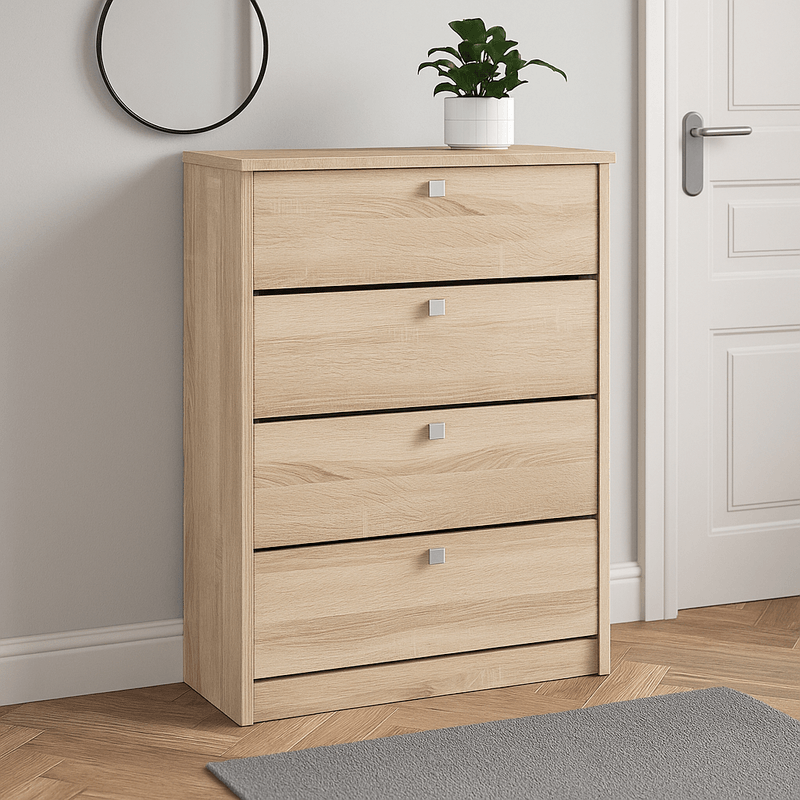 Casa si Gradina - Mobilier - Dulapuri si sifoniere - Dulapuri pantofi - Dulap pantofi cu 4 usi rabatabile, PAL laminat, 60x33x80 cm, stejar sonoma - Infinity.ro