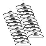 Casa si Gradina - Mobilier - Organizare si depozitare - Umerase si valeti - Set de 20 de umerase antiderapante pentru haine, din PE, cu carlig metalic rotativ, 41 cm, negru si gri - Infinity.ro