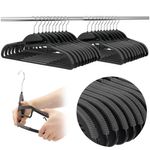 Casa si Gradina - Mobilier - Organizare si depozitare - Umerase si valeti - Set de 20 de umerase antiderapante pentru haine, din PE, cu carlig metalic rotativ, 41 cm, negru si gri - Infinity.ro