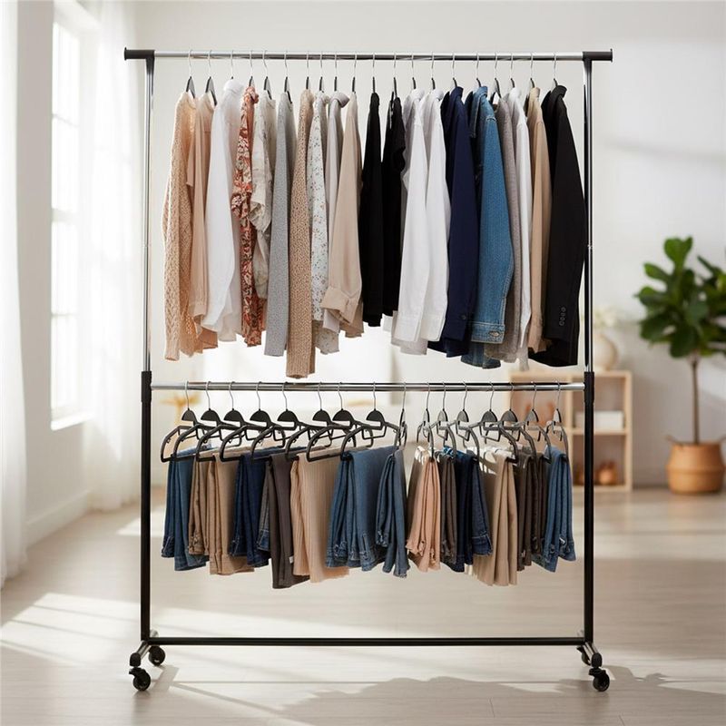 Casa si Gradina - Mobilier - Organizare si depozitare - Umerase si valeti - Set de 20 de umerase antiderapante pentru haine, din PE, cu carlig metalic rotativ, 41 cm, negru si gri - Infinity.ro