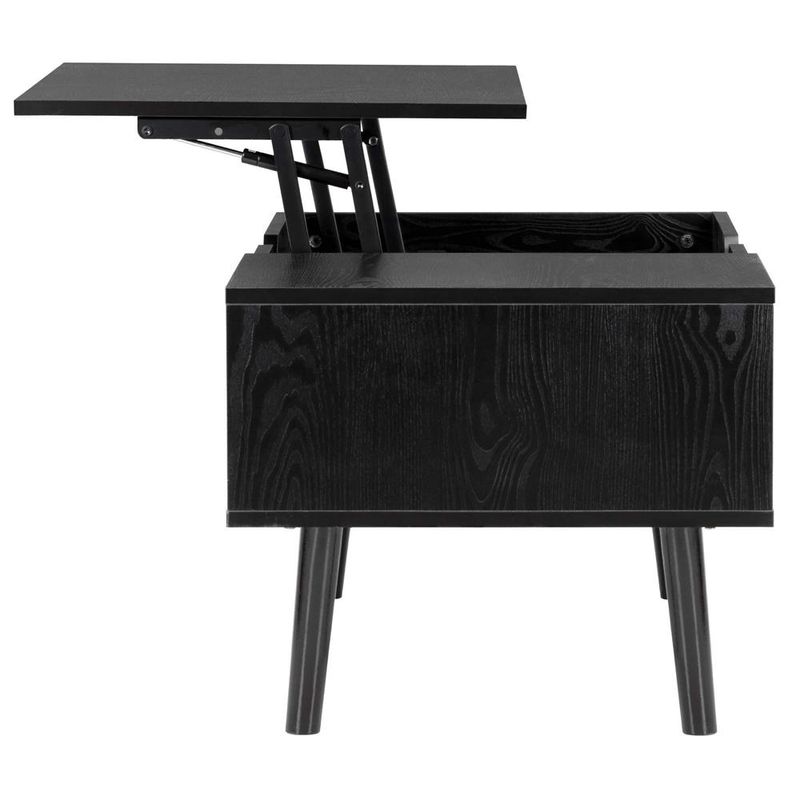 Casa si Gradina - Mobilier - Mese si birouri - Masute de cafea - Masuta de cafea cu blat rabatabil si spatiu de depozitare, cadru metalic si PAL, 100x50x43 cm, negru - Infinity.ro