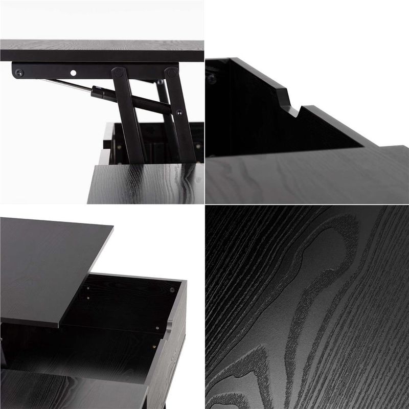 Casa si Gradina - Mobilier - Mese si birouri - Masute de cafea - Masuta de cafea cu blat rabatabil si spatiu de depozitare, cadru metalic si PAL, 100x50x43 cm, negru - Infinity.ro