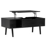 Casa si Gradina - Mobilier - Mese si birouri - Masute de cafea - Masuta de cafea cu blat rabatabil si spatiu de depozitare, cadru metalic si PAL, 100x50x43 cm, negru - Infinity.ro