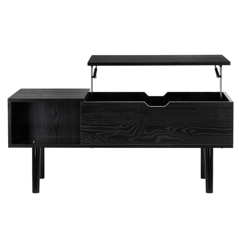 Casa si Gradina - Mobilier - Mese si birouri - Masute de cafea - Masuta de cafea cu blat rabatabil si spatiu de depozitare, cadru metalic si PAL, 100x50x43 cm, negru - Infinity.ro