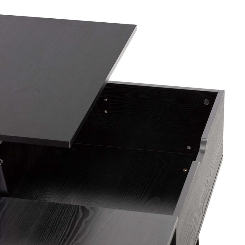 Casa si Gradina - Mobilier - Mese si birouri - Masute de cafea - Masuta de cafea cu blat rabatabil si spatiu de depozitare, cadru metalic si PAL, 100x50x43 cm, negru - Infinity.ro