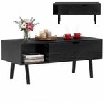 Casa si Gradina - Mobilier - Mese si birouri - Masute de cafea - Masuta de cafea cu blat rabatabil si spatiu de depozitare, cadru metalic si PAL, 100x50x43 cm, negru - Infinity.ro