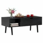 Casa si Gradina - Mobilier - Mese si birouri - Masute de cafea - Masuta de cafea cu blat rabatabil si spatiu de depozitare, cadru metalic si PAL, 100x50x43 cm, negru - Infinity.ro