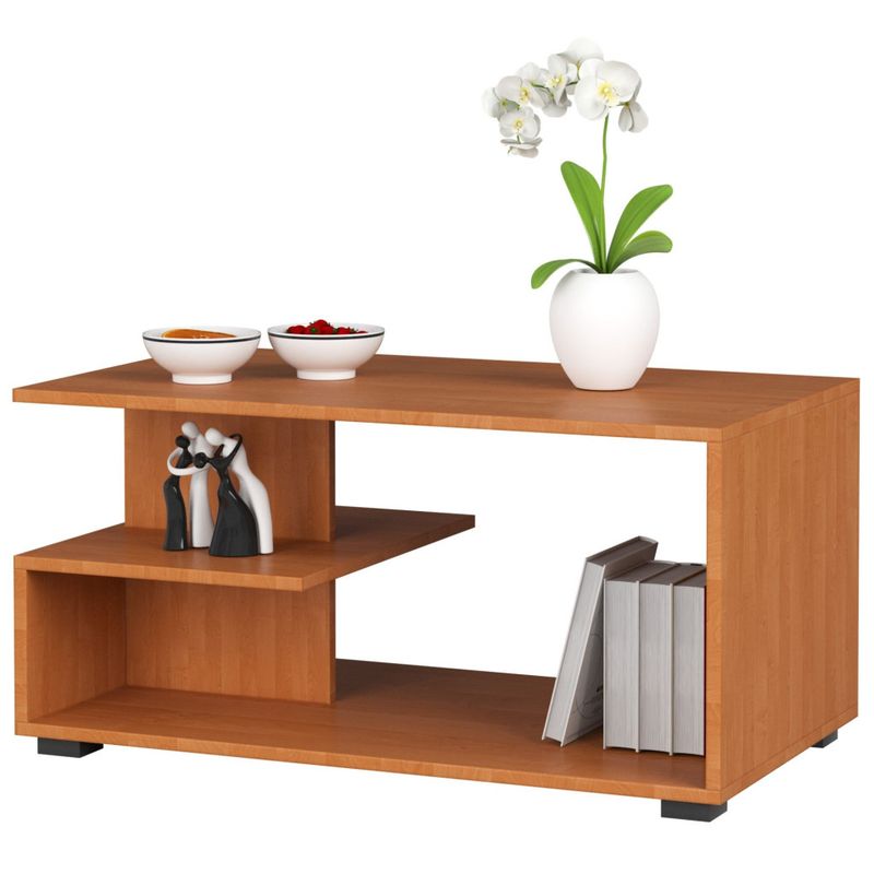 Casa si Gradina - Mobilier - Mese si birouri - Masute de cafea - Masuta de cafea Vini pe roti, cu raft inferior si blat din PAL laminat, 90x51x40 cm, maro arin - Infinity.ro