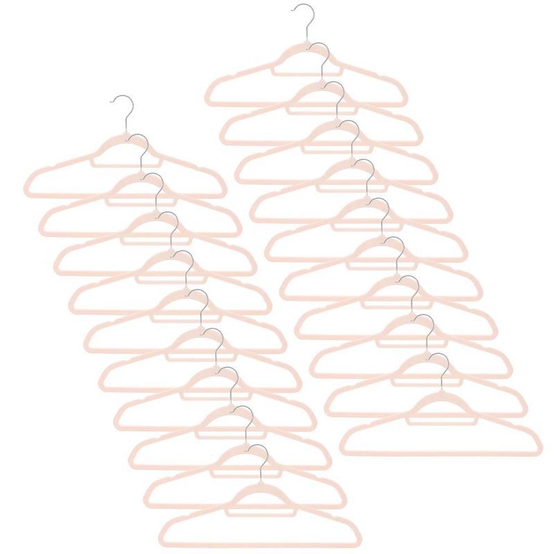 Casa si Gradina - Mobilier - Organizare si depozitare - Umerase si valeti - Set de 20 de umerase pentru haine, din velur, cu carlig rotativ, 45x23 cm, roz - Infinity.ro