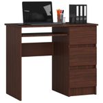 Casa si Gradina - Mobilier - Mese si birouri - Birouri - Birou computer cu 3 sertare si raft pentru tastatura, dreapta, 90x50x77 cm, maro wenge - Infinity.ro