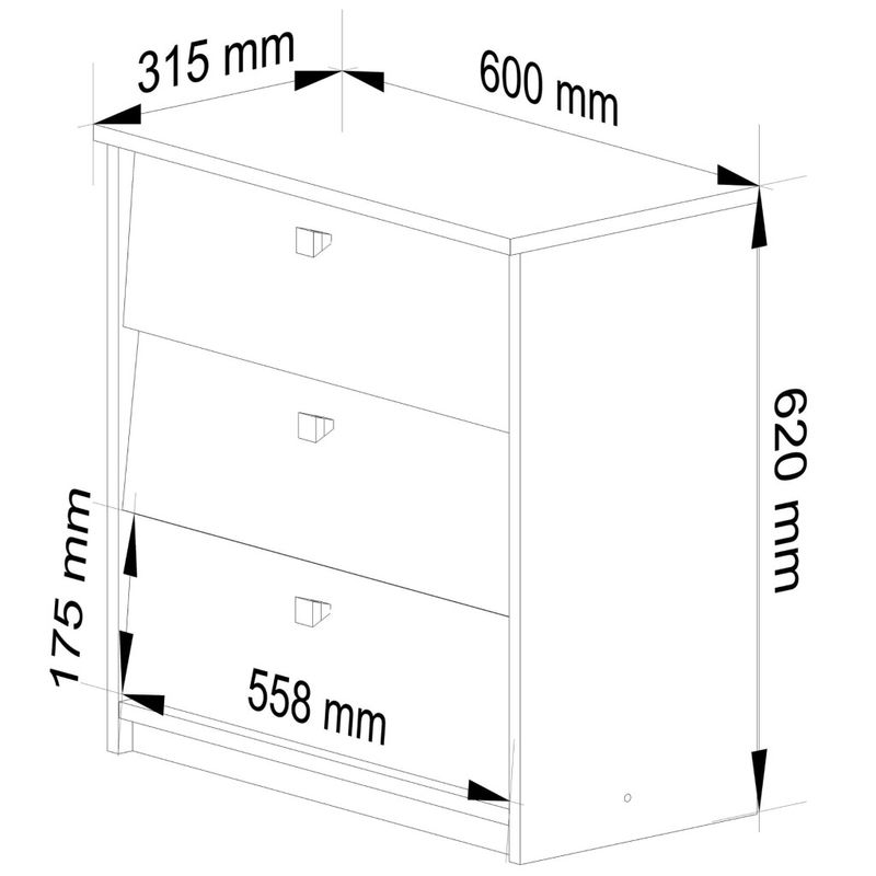 Casa si Gradina - Mobilier - Dulapuri si sifoniere - Dulapuri pantofi - Dulap pantofi MINI cu 3 usi rabatabile, PAL laminat 16 mm, 60x31x62 cm, alb - Infinity.ro
